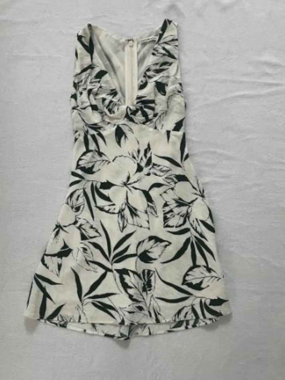 Abercrombie Green Botanical Print Twist Front Mini Dress Size XS